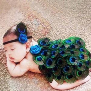Newborn 2pc Peacock & Headband Set